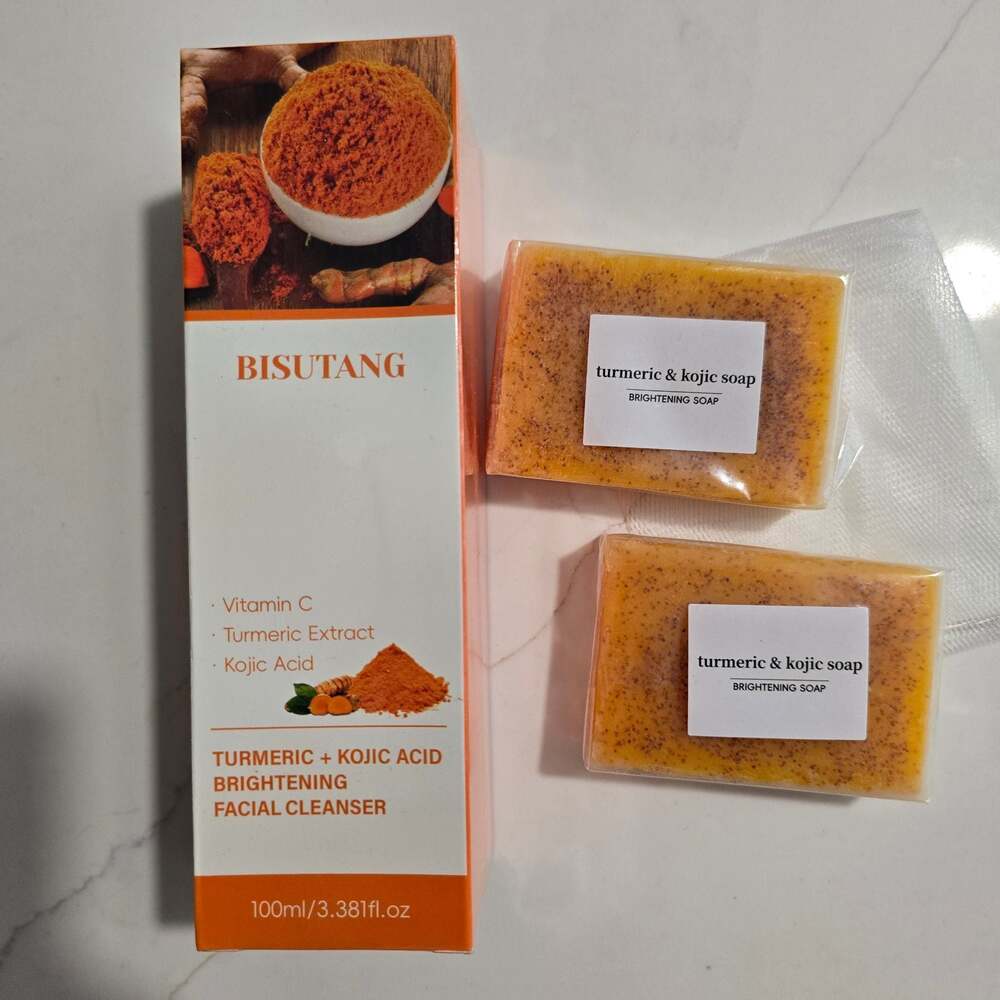 Bisutang Turmeric & Kojic Acid Brightening Facial Cleanser and Soap Set